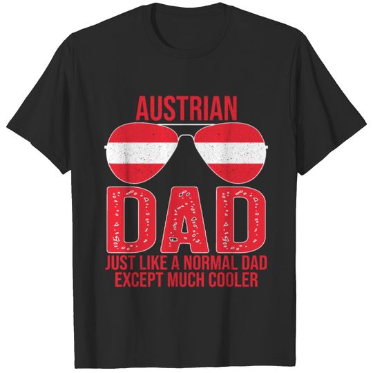 Austrian Dad Austria Flag Sunglasses Father's Day T-shirt
