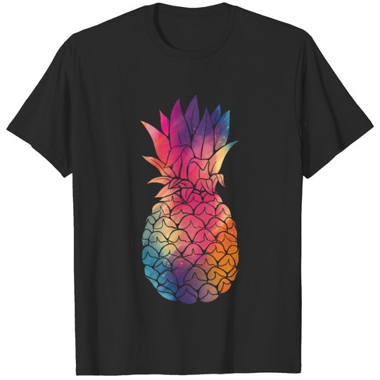 80s 90s Holiday Colorful Pineapple Hawaii Art T-shirt