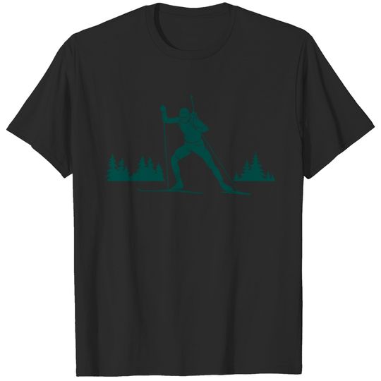 Silhouette biathlon winter sport gift skiing T-shirt
