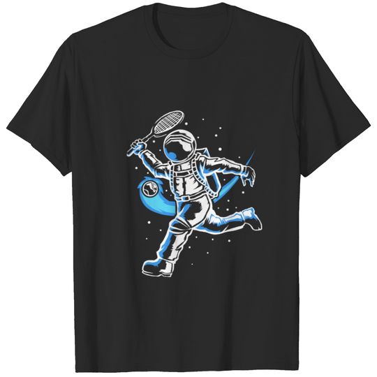 Astronaut Tennis Racket Funny Tennis Player T-shirt
