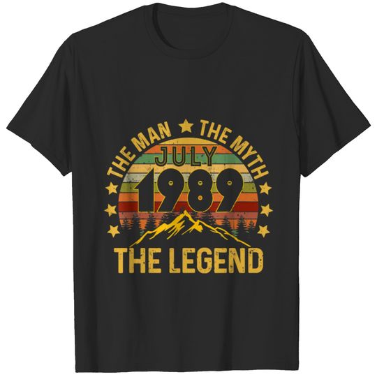 32 Years Old Birthday Man Myth Legend July 1989 T-shirt