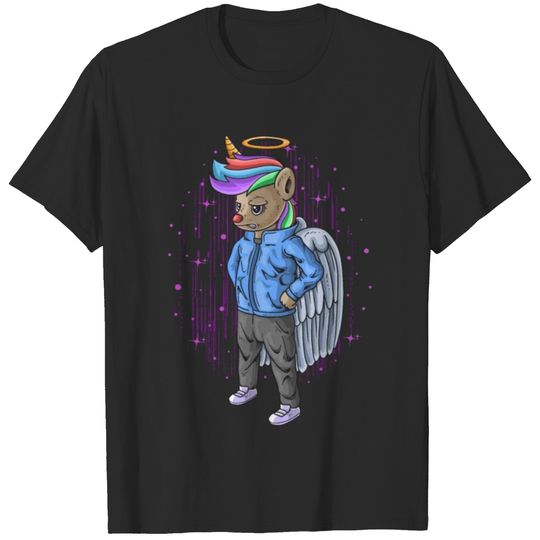 Cool little unicorn angel with casual clothes T-shirt