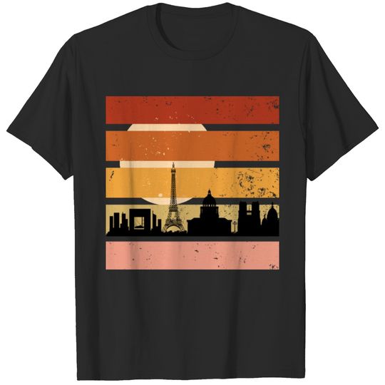 Paris City Retro Vintage Sun Rise T-shirt