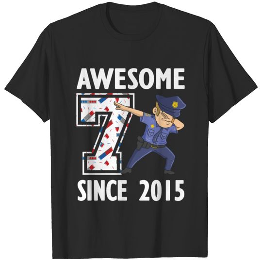 7th Birthday Gift Police Officer Boy Born in 2015 T-shirt