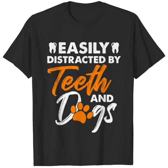 Easily Distract By Tooth And Dog Sticker T-shirt