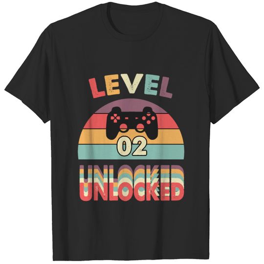 Birthday Level 2 Unlocked Funny Video Gamer 02nd T-shirt