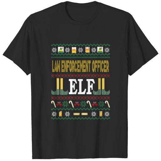 Law Enforcement Officer Elf Funny Christmas Gift T-shirt