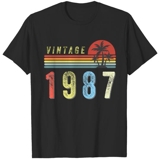 Vintage Retro 1987 34Th Birthday Gift 34 Years Old T-shirt