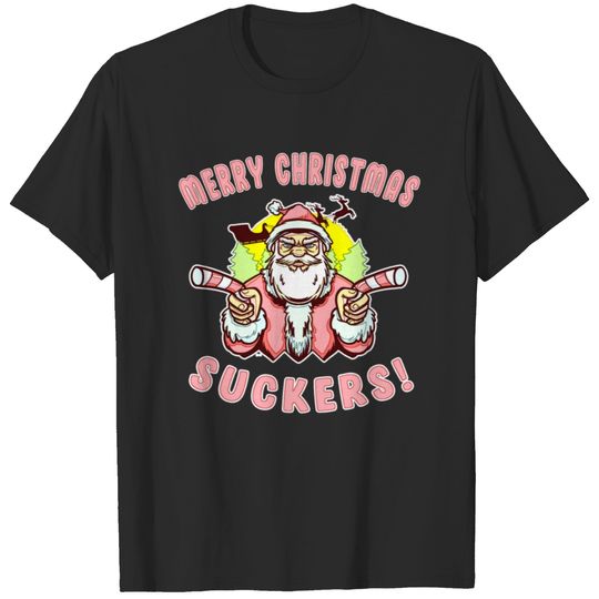 Merry Christmas Suckers Santa Claus xmas T-shirt