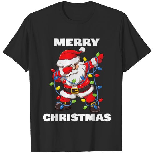 Dabbing Santa Christmas Tree Lights T-shirt