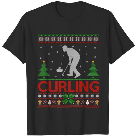 Curling Sports Lover Santa Ugly Curling Christmas T-shirt