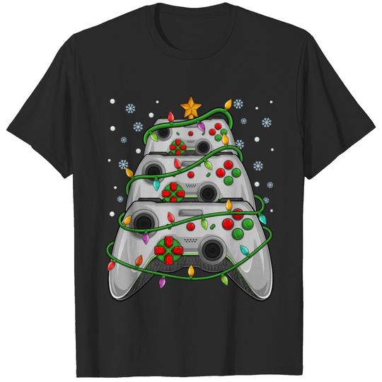 Gaming Christmas Tree Lights Video Game Controller T-shirt
