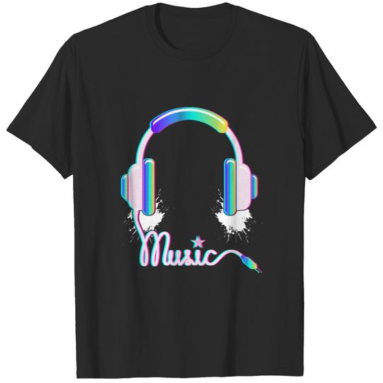Colorful Headphone Techno Music Lover T-shirt