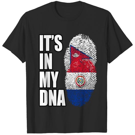 Paraguayan And Nepalese Mix DNA Flag Heritage T-shirt