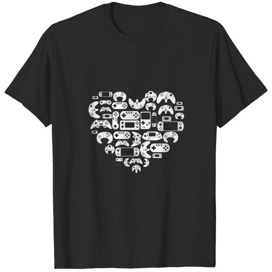 Game Gaming Lover Gamer Hearts Love Valentines Day T-shirt