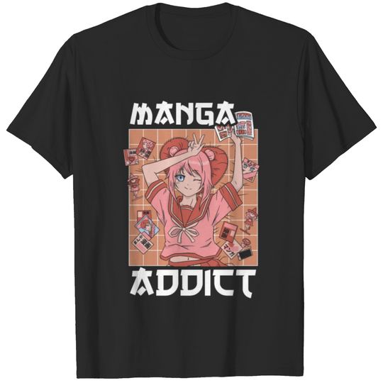 Manga Addict Japanese Anime Japan Kawaii Otaku T-shirt