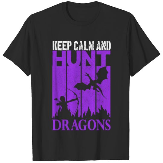 Keep Calm and Hunt Dragons Archer Retro Style T-shirt