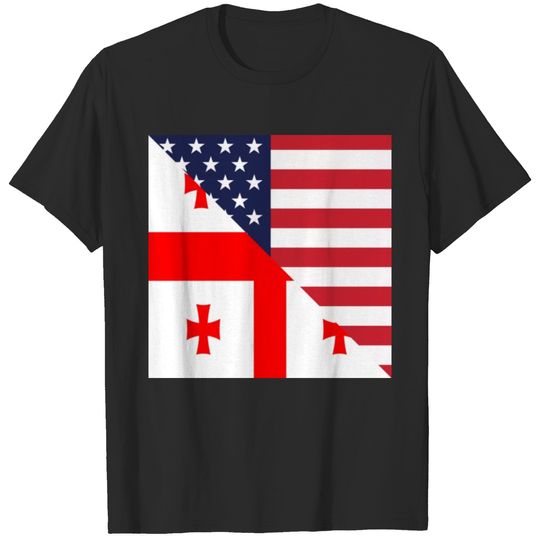 Georgian American Flag Georgia USA T-shirt