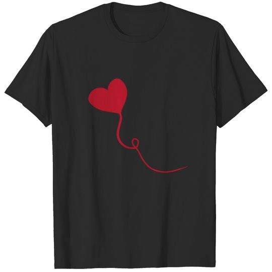 Heart love red thread balloon line T-shirt