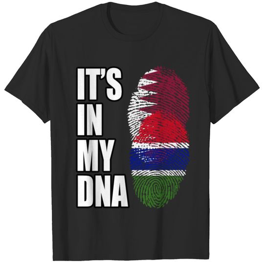 Qatari And Gambian Vintage Heritage DNA Flag T-shirt