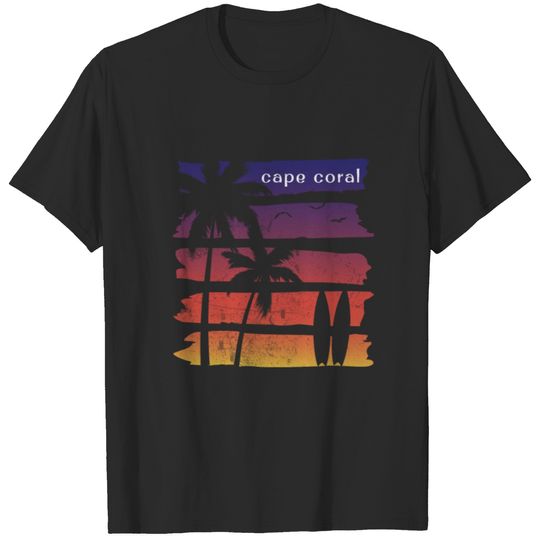 Cool Cape Coral Florida Surfing Fan Beach Palm T-shirt