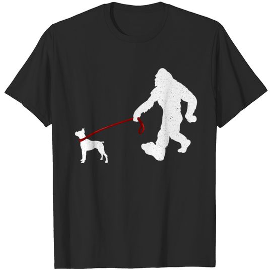 Bigfoot Walking Boxer - Funny Bigfoot & Boxer Dog T-shirt