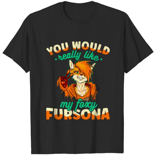 Fox with cute furry fersona fursuit funny furry T-shirt