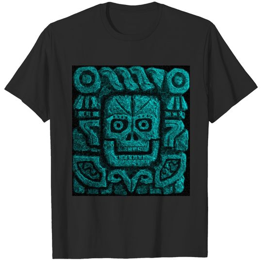 Mens Aztec temple carving  design T-shirt