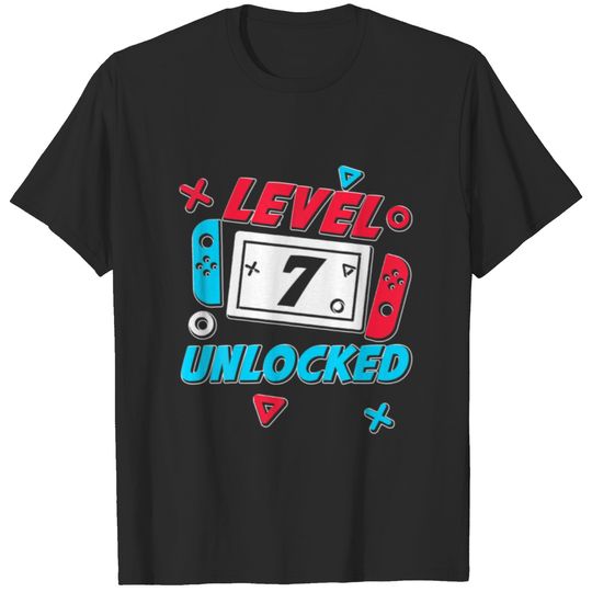 Level 7 Unlocked Video Game Funny Birthday Gamer T-shirt