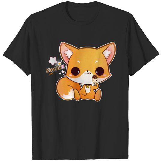 Kawaii fox with cute icecream T-shirt
