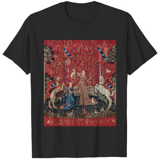 Lady and Unicorn Medieval Tapestry Taste T-shirt