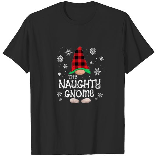 Naughty Gnome Buffalo Plaid Christmas Matching Fam T-shirt