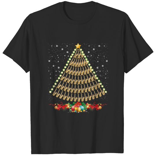 Saxophone Christmas Tree Musician Jazz Ornament Li T-shirt