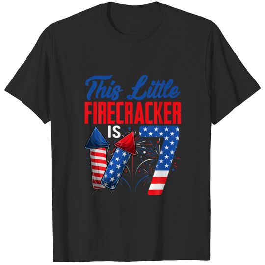 This Little Firecracker Is 7 Years Old Birthday 4T T-shirt