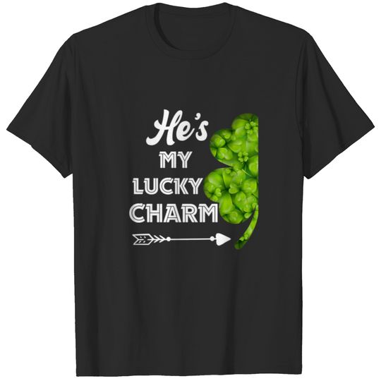 He's My Lucky Charm Matching Couple Shamrock Patri T-shirt