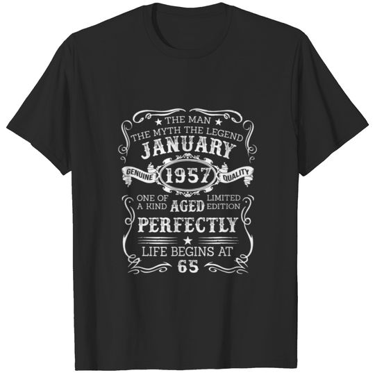 1957 65 Years Old Gift Vintage February 1957 65Th T-shirt