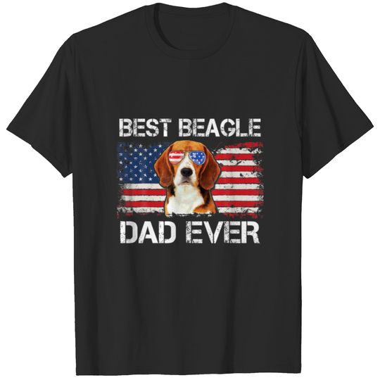 Mens Best Beagle Dad Ever American Flag Fathers Da T-shirt