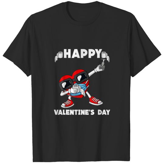 Dabbing Heart In A Mask Funny Valentines Day T-shirt