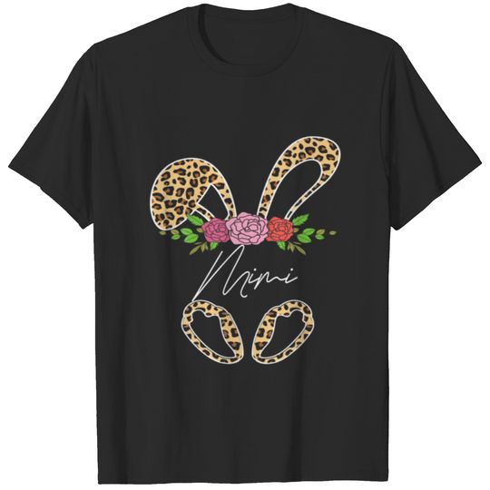 Floral Leopard Mimi Bunny Gift Funny Easter Mother T-shirt