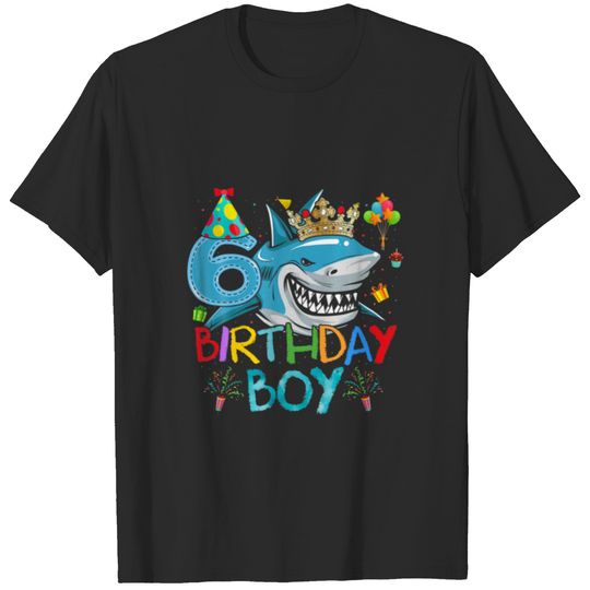 6Th Birthday Shark Ocean Theme Party 6 Years Old F T-shirt
