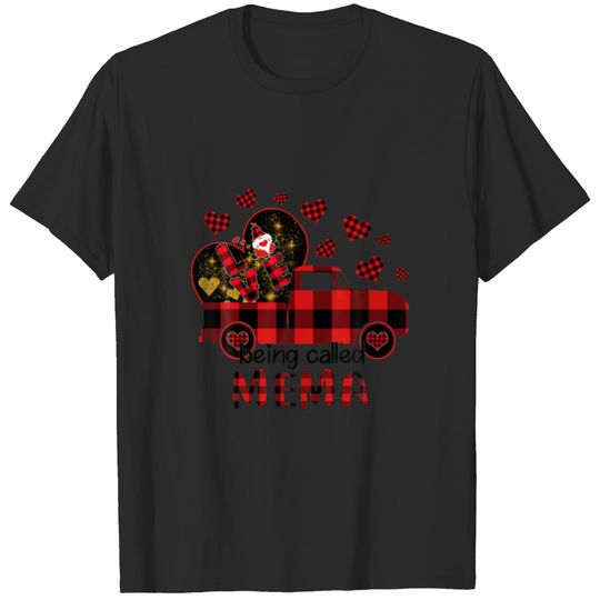 Love Being Called Mema Red Truck Gnome Valentine T-shirt