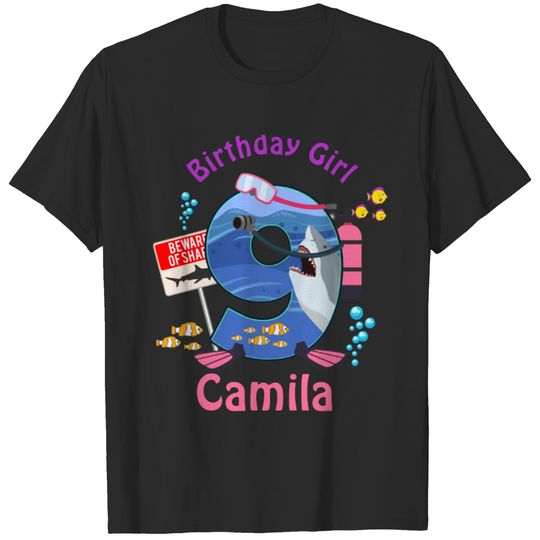 Nineth Birthday Girl Shark 9 T-shirt