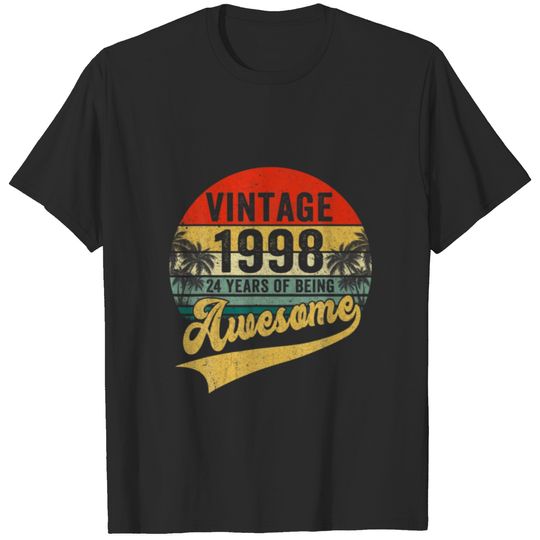 Vintage Retro 1998 24Th Birthday Gifts 24 Years Ol T-shirt
