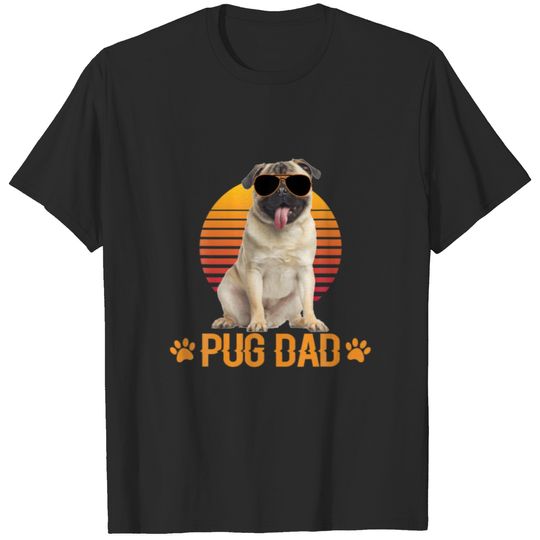 Vintage Pug Dad Wear Sunglasses Funny Dog Lover T-shirt