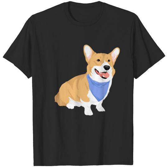 Poki The White and Tan Corgi Sitting Dog T-shirt