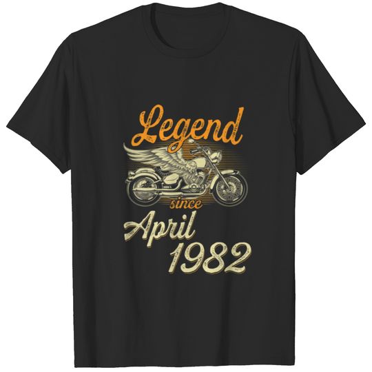 Legend Since April 1982 Age 40Th Birthday Motorcyc T-shirt