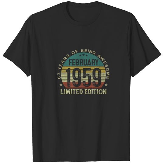 February 1959 63 Year Old Gift For Men Vintage 63T T-shirt