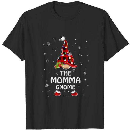 Momma Gnome Buffalo Plaid Matching Family Christma T-shirt