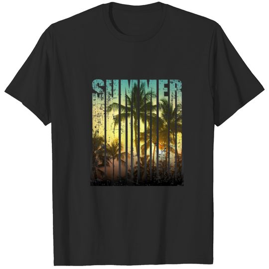 Summer Sunset Palm Trees American Vintage Cool Spr T-shirt