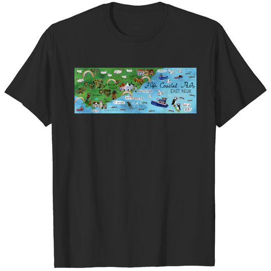 Fife Coastal Path Scotland Watercolor Map Art T-shirt
